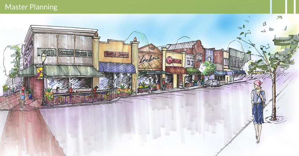 Melton Design Group, a landscape architecture firm, designed the Oroville Downtown Revitalization in Oroville, CA. Designed with brick walkways for crosswalks, steel tube fencing for outdoor seating areas and potted plants.