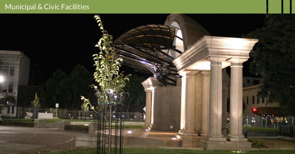 Melton Design Group, a landscape architecture firm, designed the City Plaza in Chico, CA. The center of Chico downtown events in Chico are held in this cemented area with raised grassy areas. Water shoots up from the center or the plaza as little kids run through it.