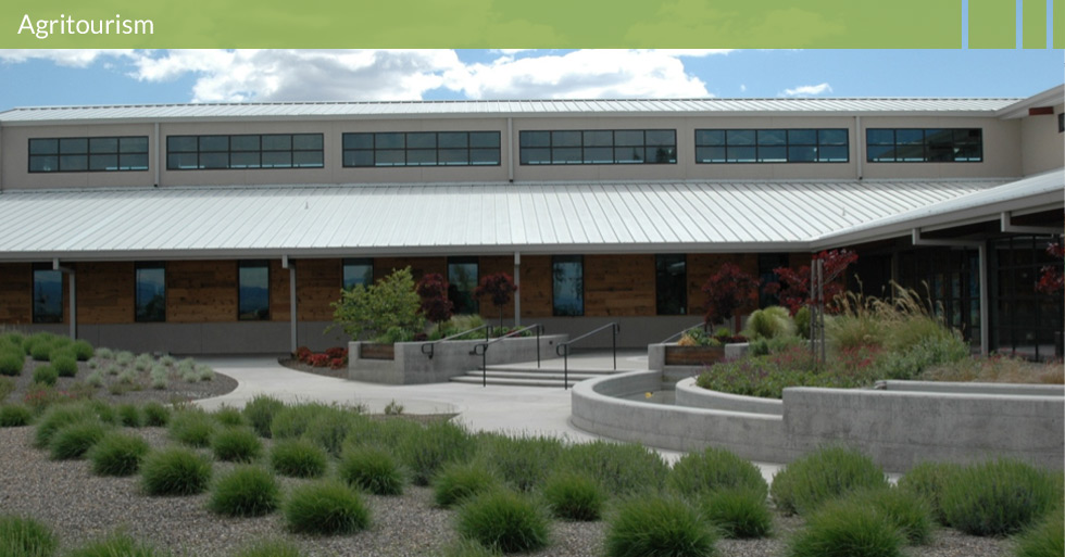 Melton Design Group, landscape architecture firm designed Lundberg Farms in Richvale, CA. Featuring a modern design, water features, event center, and native plants to enhance the corporate facility of their international rice product company.